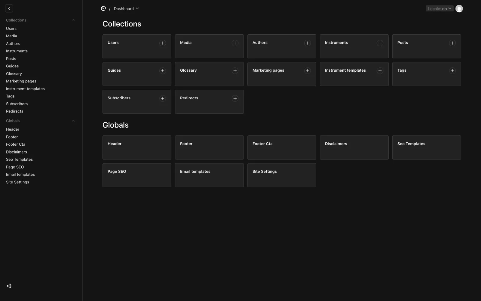 Payload admin dashboard